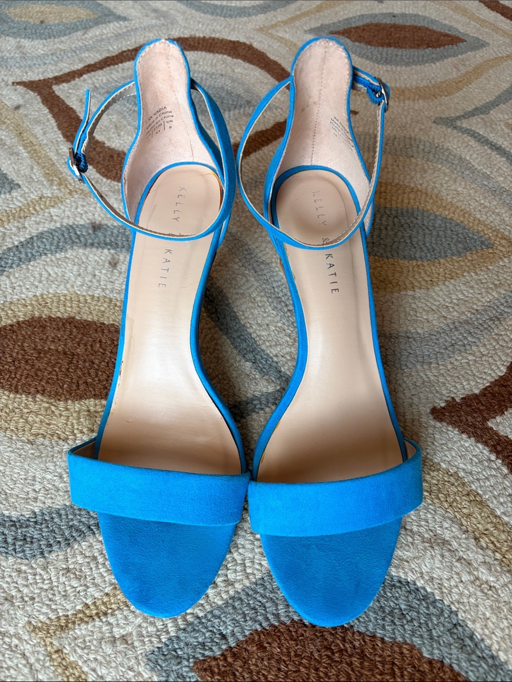 Kelly & Katie Bright Blue Suede Ankle-Strap Heels
